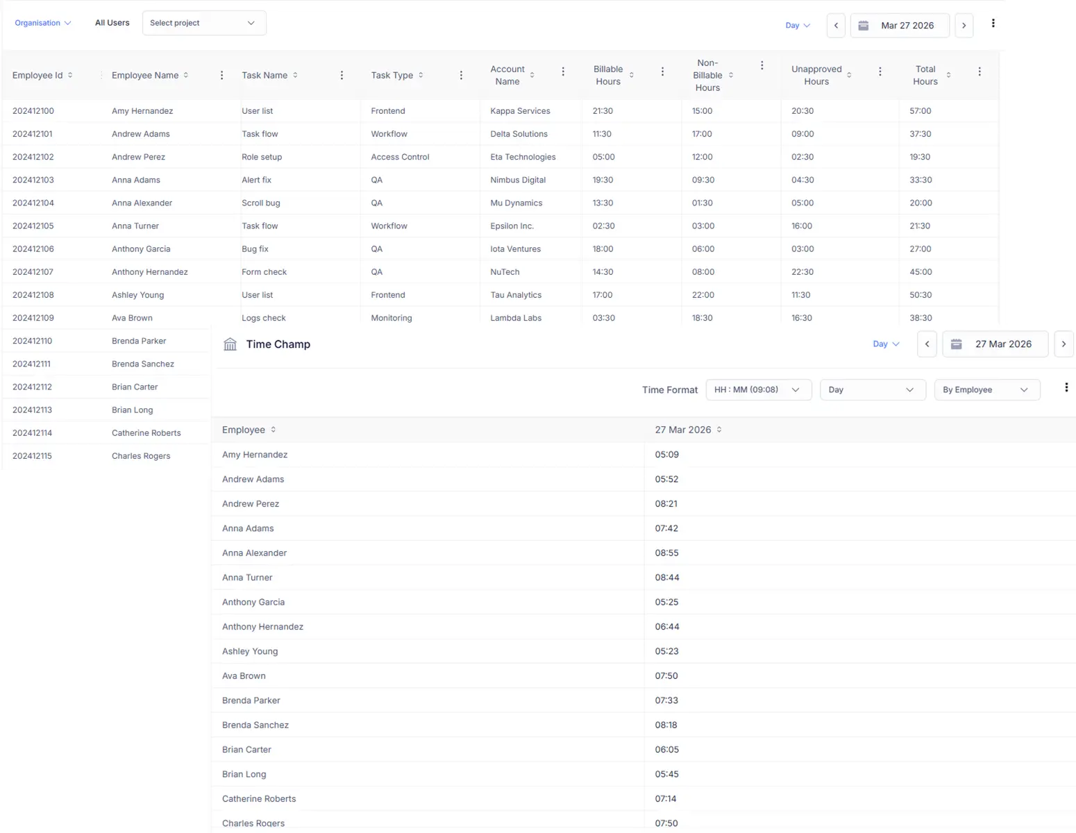 project and timesheet reports image